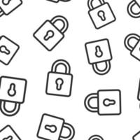 Padlock icon in flat style. Lock vector illustration on white isolated background. Private seamless pattern business concept.