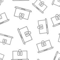 Locker icon in flat style. Padlock password vector illustration on white isolated background. Key unlock seamless pattern business concept.