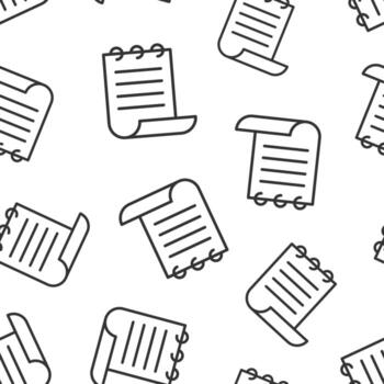 icono de nota de documento en estilo plano. ilustración de vector de hoja de papel sobre fondo blanco. concepto de negocio de patrones sin fisuras de documento de Bloc de notas.