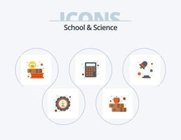 School And Science Flat Icon Pack 5 Icon Design. light. books. math. accounting vector