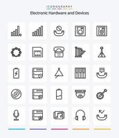 Paquete de iconos de 25 dispositivos creativos, como llamada. móvil. duro. tarjeta. sonido vector