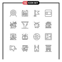 Set of 16 Modern UI Icons Symbols Signs for tree date flag text field form Editable Vector Design Elements