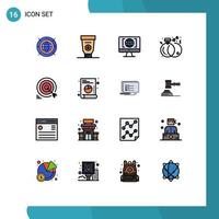 16 User Interface Flat Color Filled Line Pack of modern Signs and Symbols of goal rings computer marriage diamond Editable Creative Vector Design Elements