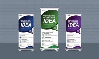 Business corporate roll-up banner template,  Professional roll-up stand banner template Set vector layout, x-stand, exhibition display, smart guideline concept, Standee Design, vector rollup mockup