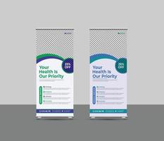 Medical rollup banner template, standee and banner template decoration for exhibition, printing, presentation  vector layout creative Roll-up Banner design, Medical healthcare two color concept