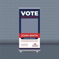 Election campaign roll-up banner template for district political election voting publicity banner design vector layout