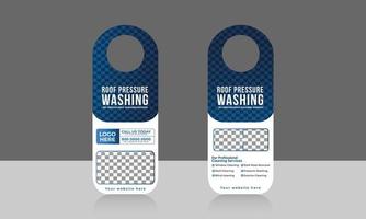 Roof pressure washing cleaning service door hanger design template, and hotel knob design. vector door hanger.