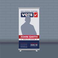 Election campaign roll-up banner template for district political election voting publicity banner design vector layout