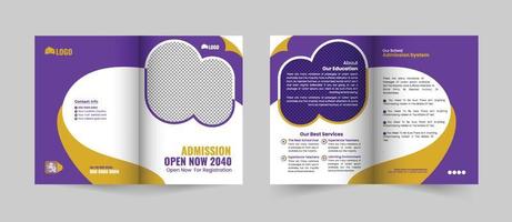 plantilla de folleto plegable de admisión escolar creativa y moderna, diseño de vector de volante de educación escolar de folleto bifold. maqueta bi-fold