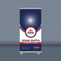 Election campaign roll-up banner template for district political election voting publicity banner design vector layout
