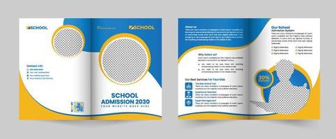 Creative and Modern School admission bifold brochure template, Bifold Brochure School education flyer vector layout.