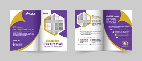 Creative and Modern School admission bifold brochure template, Bifold Brochure School education flyer vector layout.Bi-fold mockup