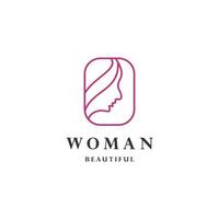 Beautiful woman's face logo design template. Hair, girls symbol. for beauty salon, massage, magazine, cosmetic and spa vector