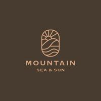 Mountain Ocean Sun Wave abstarct Logo Design Template vector