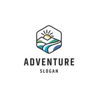 mountain adventure line art logo design. vector