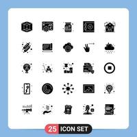 Modern Set of 25 Solid Glyphs Pictograph of bread real venture lock safe Editable Vector Design Elements