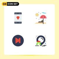 4 Universal Flat Icons Set for Web and Mobile Applications cellphone multimedia love umbrella estate Editable Vector Design Elements