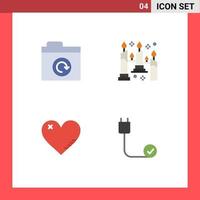 Universal Icon Symbols Group of 4 Modern Flat Icons of folder like burning light report Editable Vector Design Elements