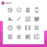 Universal Icon Symbols Group of 16 Modern Outlines of growth view irish thumbnails reminder Editable Vector Design Elements