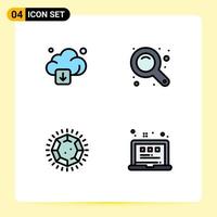 User Interface Pack of 4 Basic Filledline Flat Colors of cloud gem technology zoom interface jewelry Editable Vector Design Elements