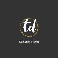 td escritura a mano inicial y diseño de logotipo de firma con círculo. hermoso diseño de logotipo escrito a mano para moda, equipo, boda, logotipo de lujo. vector