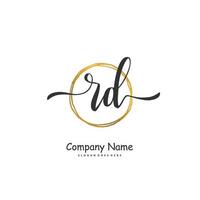 rd escritura a mano inicial y diseño de logotipo de firma con círculo. hermoso diseño de logotipo escrito a mano para moda, equipo, boda, logotipo de lujo. vector