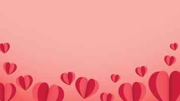 corazones 3d decorativos amor papel cortado en elementos de diseño rosa imágenes prediseñadas para vacaciones de san valentín, boda, fiesta de cumpleaños. vector aislado