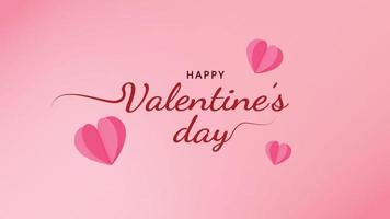 lindo corazón vector feliz día de san valentín arte abstracto con banner de fondo rosa con diseño de corte de papel