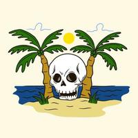 Skull Relaxing on the Beach Vector Illustration Design