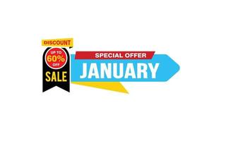 60 Percent JANUARY discount offer, clearance, promotion banner layout with sticker style. vector