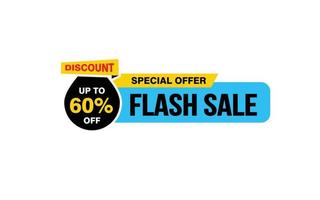 60 Percent FLASH SALE offer, clearance, promotion banner layout with sticker style. vector