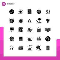 Universal Icon Symbols Group of 25 Modern Solid Glyphs of ship navigation medical nautical student Editable Vector Design Elements