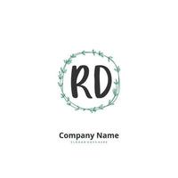 rd escritura a mano inicial y diseño de logotipo de firma con círculo. hermoso diseño de logotipo escrito a mano para moda, equipo, boda, logotipo de lujo. vector