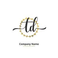 TD Initial handwriting and signature logo design with circle. Beautiful design handwritten logo for fashion, team, wedding, luxury logo. vector