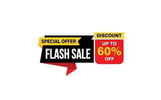 60 Percent FLASH SALE offer, clearance, promotion banner layout with sticker style. vector