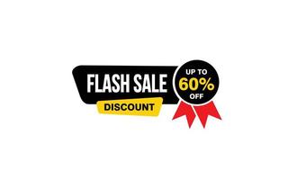 60 Percent FLASH SALE offer, clearance, promotion banner layout with sticker style. vector