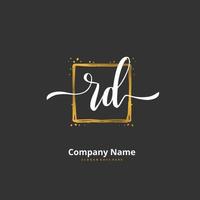 rd escritura a mano inicial y diseño de logotipo de firma con círculo. hermoso diseño de logotipo escrito a mano para moda, equipo, boda, logotipo de lujo. vector