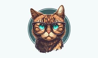 Cute cat wearing glasses cartoon vector illustration design