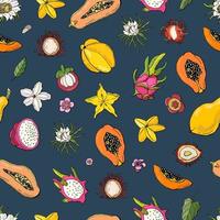 Seamless pattern with exotic fruits. Design for fabric, textile, wallpaper, packaging. vector