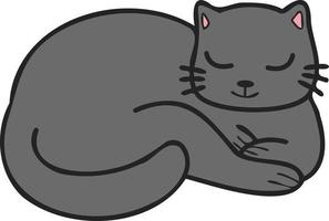 Hand Drawn sleeping cat illustration in doodle style vector