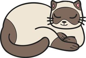 Hand Drawn sleeping cat illustration in doodle style vector