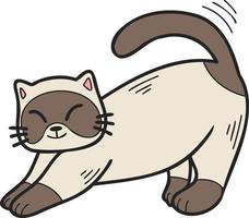 Hand Drawn cat stretching illustration in doodle style vector