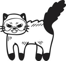 Hand Drawn angry cat illustration in doodle style vector