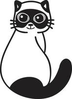 Hand Drawn cute cat smile illustration in doodle styl vector