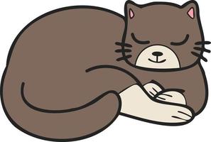 Hand Drawn sleeping cat illustration in doodle style vector