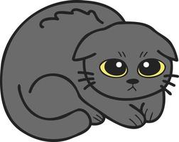 Hand Drawn scared or sad cat illustration in doodle style vector