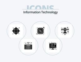 paquete de iconos de glifos de tecnología de la información 5 diseño de iconos. computadora. central. instalación. ciencia. información vector