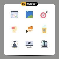 Pictogram Set of 9 Simple Flat Colors of coin savings dart head dialog Editable Vector Design Elements