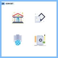 Pack of 4 creative Flat Icons of play proxy building photo creative Editable Vector Design Elements