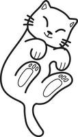 Hand Drawn Sleeping cat showing belly illustration in doodle style vector